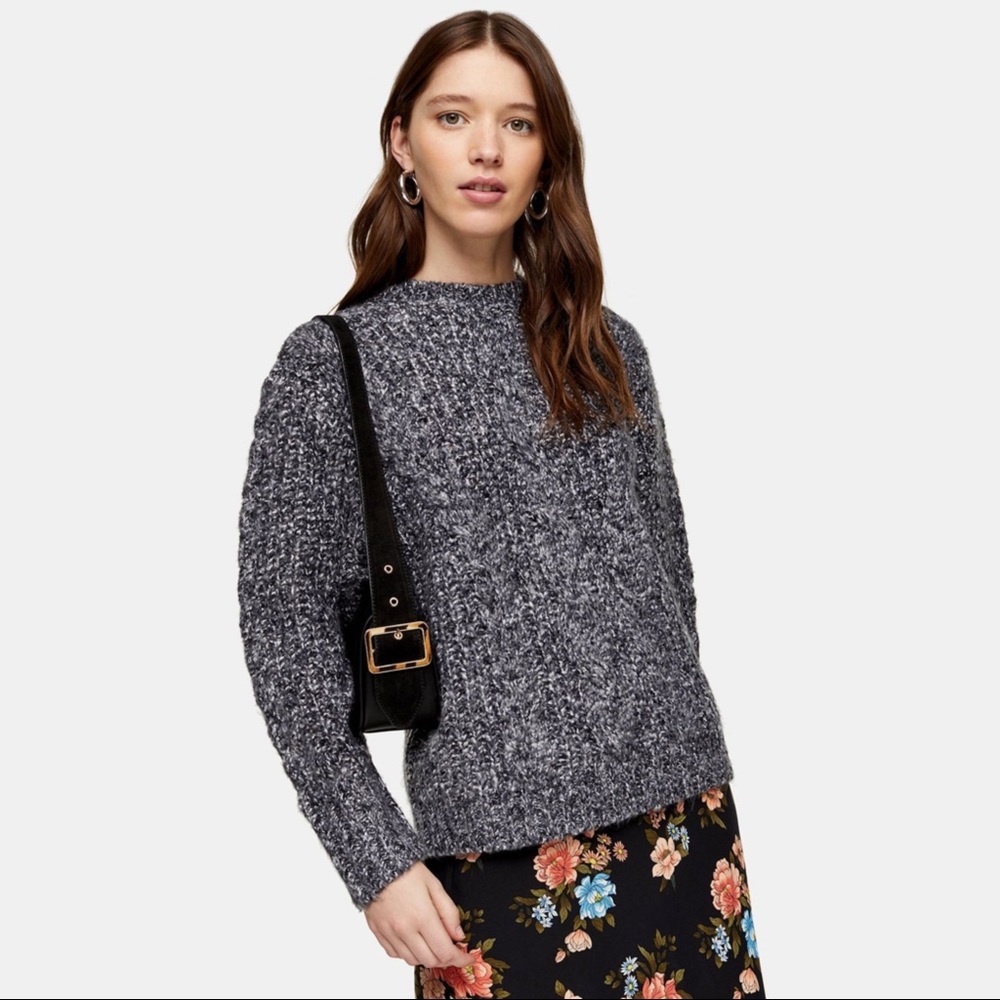 Topshop Vertical Cable Crew Neck Sweater